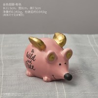 可爱小老鼠陶瓷储物罐存钱罐创意客厅摆件家居装饰品儿童房间布置 金色翅膀-粉色