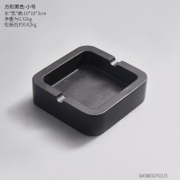 欧式家用客厅创意现代水泥烟灰缸装饰品小摆设个性潮流复古摆件 方形黑色水泥烟灰缸-小号