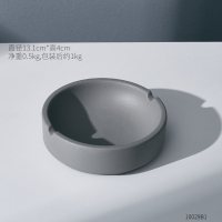 复古家居简约实用烟灰缸装饰品摆件客厅室内创意办公室水泥摆设品 圆形中号深灰色摆件烟灰缸