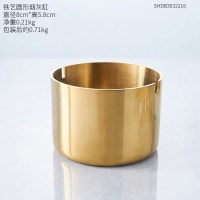 北欧家用客厅烟缸创意个性潮流ins风复古摆件酒吧铁艺金属烟灰缸 不锈钢圆形-金