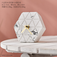 ins北欧风格简约个性桌面电子创意水泥时钟客厅卧室办公桌小摆件 六边形水泥摆钟-大理石纹