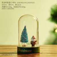 创意可爱圣诞老人雪人水晶球音乐盒摆件节日少女心装饰品摆设 圣诞树星星灯-绿色