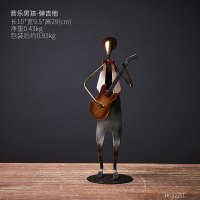 北欧ins风客厅家具装饰品摆件复古铁艺小饰品创意办公桌面摆设 吉他音乐人铁艺摆件