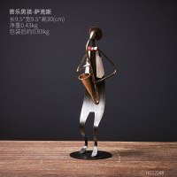 北欧ins风客厅家具装饰品摆件复古铁艺小饰品创意办公桌面摆设 萨克斯音乐人铁艺摆件