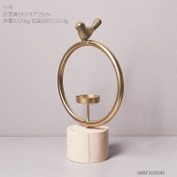北欧风简约创意铁艺烛台摆件烛光晚餐道具个性蜡烛台家居装饰品 小鸟圈烛台-小号(送蜡烛*1)