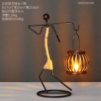 复古铁艺烛台摆件家居饰品客厅卧室酒柜装饰品个性办公室桌面摆设 女孩铁艺烛台-F款(送蜡烛*1)