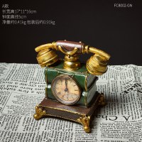 美式创意模型小摆件咖啡厅酒吧客厅复古摆设电视柜家居装饰品摆饰 电话座钟A款