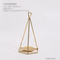 北欧ins风创意铁艺烛台浪漫蜡烛台摆件烛光晚餐道具餐厅客厅装饰 小号六边形烛台(送小蜡烛*1)