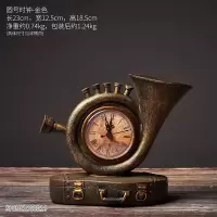 北欧个性创意桌面书房客厅复古个性电子时钟电视柜软装小摆件台钟 带钟乐器树脂摆件-金色