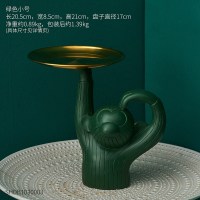 创意个性家居猴子摆件酒柜电视柜客厅茶几办公桌布置玄关摆设装饰 绿色小号