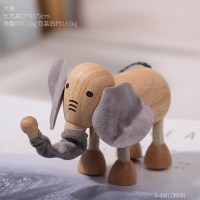 ins创意可爱家居客厅摆件儿童卧室办公室装饰品木质动物玩偶 大象