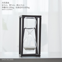 北欧ins风铁艺沙漏装饰摆件酒柜客厅办公桌装饰品创意家居小摆设 方形铁架白色沙漏-黑色