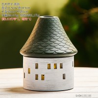 圣诞节蜡烛台摆件北欧浪漫烛光晚餐道具长明灯家用餐桌电子烛台 瓦片房子-高款(送灯带*1蜡烛*1)