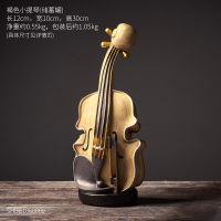 欧式创意复古乐器家居摆件客厅酒柜办公桌电视柜装饰品储物罐时钟 小提琴-褐色(储蓄罐)
