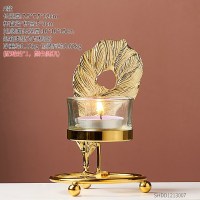 欧式轻奢铁艺小蜡烛台摆件北欧浪漫烛光晚餐道具家用香薰蜡烛托台 金色铁艺烛台-A款(送小蜡烛*1)