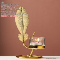 欧式轻奢铁艺小蜡烛台摆件北欧浪漫烛光晚餐道具家用香薰蜡烛托台 金色铁艺烛台-C款(送小蜡烛*1)