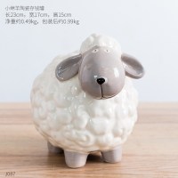 ins欧式创意简约小绵羊陶瓷存钱罐家居装饰品酒柜电视柜实用摆件 小绵羊陶瓷存钱罐主图款