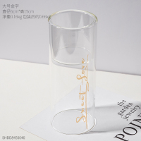 蜡烛台摆件北欧浪漫烛光晚餐道具欧式玻璃家用餐桌小烛台香薰烛杯 玻璃烛台大号-金字(送小蜡烛*1)