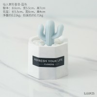 diy创意手工小礼品可爱个性多肉植物型香皂迷你造型礼盒洗手摆件 多肉香皂大理石盆-仙人掌蓝