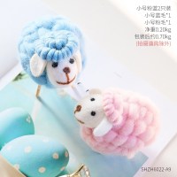 创意摆件家居装饰品房间ins小女生卧室可爱绵羊摆设办公桌面 小号粉蓝2只装