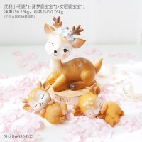 创意可爱卡通动物梅花鹿工艺品小摆件办公室客厅电视柜家居装饰品 大鹿+小鹿组合15