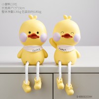北欧创意可爱动物吊脚娃娃客厅小摆件家居饰品少女房间ins风装饰 一对小黄鸭