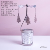 现代简约走马灯旋转蜡烛台摆件装饰品家居客厅少女心房间创意摆设 圣诞树旋转高烛台(送蜡烛*1)