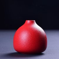 新中式禅意插花小花瓶摆件水养绿萝器皿家用客厅简约水培植物容器 [日式瓶(朱墙红)-台湾粗陶小花插] 小