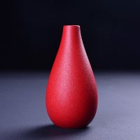 新中式禅意插花小花瓶摆件水养绿萝器皿家用客厅简约水培植物容器 【玉净瓶（朱墙红）-台湾粗陶小花插】 小
