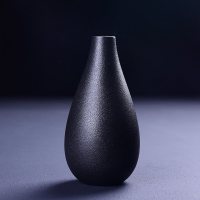 新中式禅意插花小花瓶摆件水养绿萝器皿家用客厅简约水培植物容器 【玉净瓶（禅意黑）-台湾粗陶小花插】 小