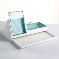 床头眼镜收纳盒桌面多功能手机收纳置物架家用创意耳环首饰收纳架 蓝色