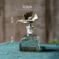 复古怀旧铁艺玻璃装饰器皿收纳瓶花瓶精油瓶杂货花园摆件 银莲花瓶