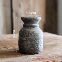 手工艺术花瓶花器古老古董风格复古花器文化摆件禅意摆件 环纹瓶(小)