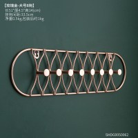 北欧ins创意挂钩衣帽钩口玄关装饰钥匙收纳置物架墙上壁挂壁饰 玫瑰金-大号8钩