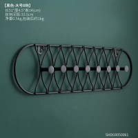北欧ins创意挂钩衣帽钩口玄关装饰钥匙收纳置物架墙上壁挂壁饰 黑色-大号8钩