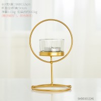 北欧创意实用餐厅餐桌铁艺烛台摆件ins风烛光晚餐道具浪漫蜡烛架 圆形烛台