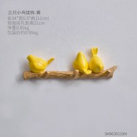 创意钥匙挂钩玄关口墙上服装店墙面衣帽试衣间挂衣架装饰壁挂饰 三只小鸟挂钩-黄色