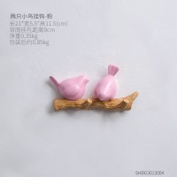 创意钥匙挂钩玄关口墙上服装店墙面衣帽试衣间挂衣架装饰壁挂饰 两只小鸟挂钩-粉色