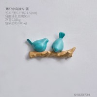 创意钥匙挂钩玄关口墙上服装店墙面衣帽试衣间挂衣架装饰壁挂饰 两只小鸟挂钩-蓝色