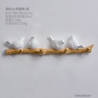 创意钥匙挂钩玄关口墙上服装店墙面衣帽试衣间挂衣架装饰壁挂饰 四只小鸟挂钩-白色