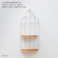 北欧风 多层田园餐厅客厅置物架壁挂墙面装饰置物架壁饰鸟笼子 二层鸟笼铁艺置物架白色