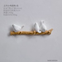 创意钥匙挂钩玄关口墙上服装店墙面衣帽试衣间挂衣架装饰壁挂饰 三只小鸟挂钩-白色