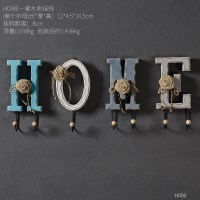 复古铁艺服装店后挂钩创意客厅玄关置物架卫生间墙上装饰品壁挂 HOME一套木质挂钩