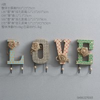 复古铁艺服装店后挂钩创意客厅玄关置物架卫生间墙上装饰品壁挂 LOVE-木质挂钩A款