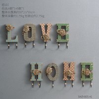 复古铁艺服装店后挂钩创意客厅玄关置物架卫生间墙上装饰品壁挂 木质挂钩组合1