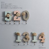 复古铁艺服装店后挂钩创意客厅玄关置物架卫生间墙上装饰品壁挂 木质挂钩组合3