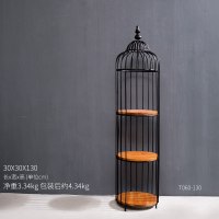 工业风铁艺咖啡厅墙面墙上置物架挂件办公室家居落地置物架装饰品 落地鸟笼铁艺置物架-1.3M(发物流,部分需自提)