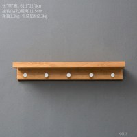 服装店玄关进衣帽挂衣架钥匙挂钩壁挂口装饰墙面上创意置物架 木质原色挂钩-5钩