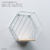 ins北欧风创意墙上房间装饰品置物架简约小房子铁网隔板铁艺壁挂 白色六边形斜纹