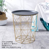ins铁网置物架卧室小圆桌脏衣服收纳筐储物篮北欧风房间装饰品 大号几何金属储物篮-46CM